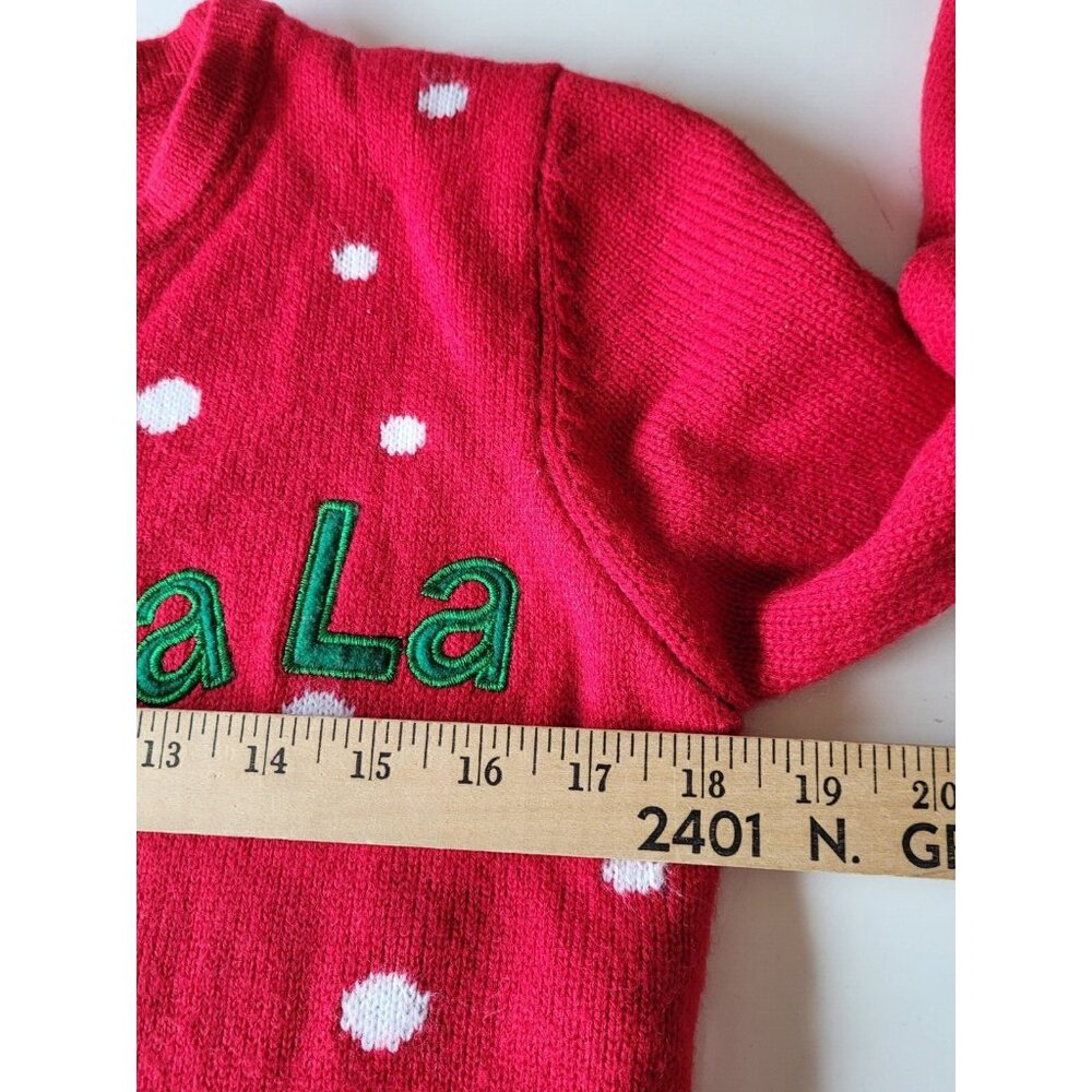 Holiday Time Sweater Womans Sz S Vtg Red Reindeer Falalalala Christmas - Picture 5 of 11